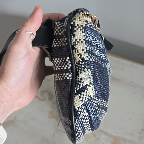 Clare V Plaid Fanny Pack In Navy/Cream - Picture 7 of 13